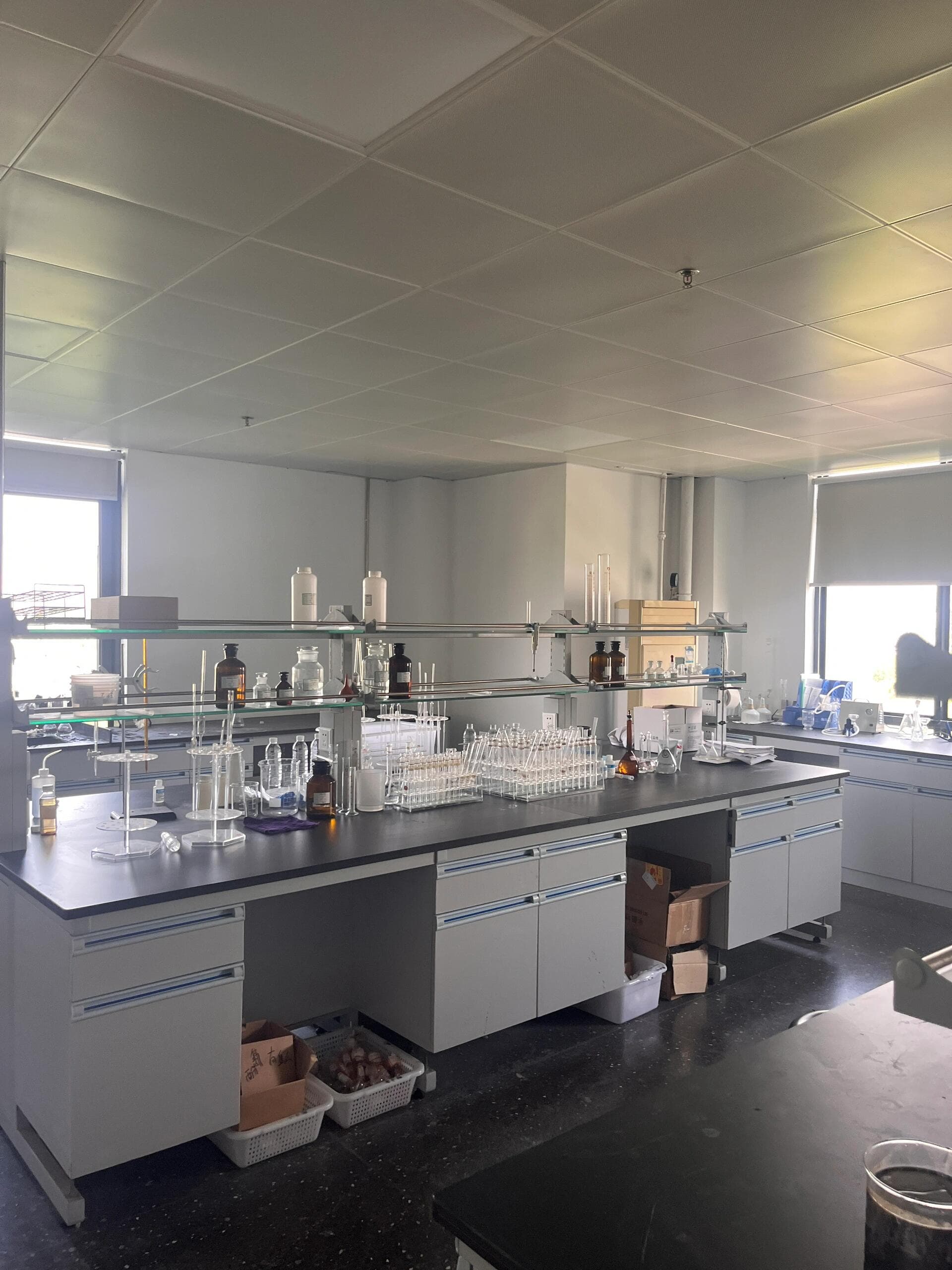 Quality control laboratory with testing equipment and reagents