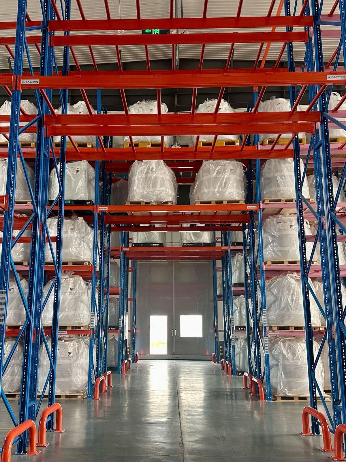 Modern warehouse with bulk bags on industrial racking